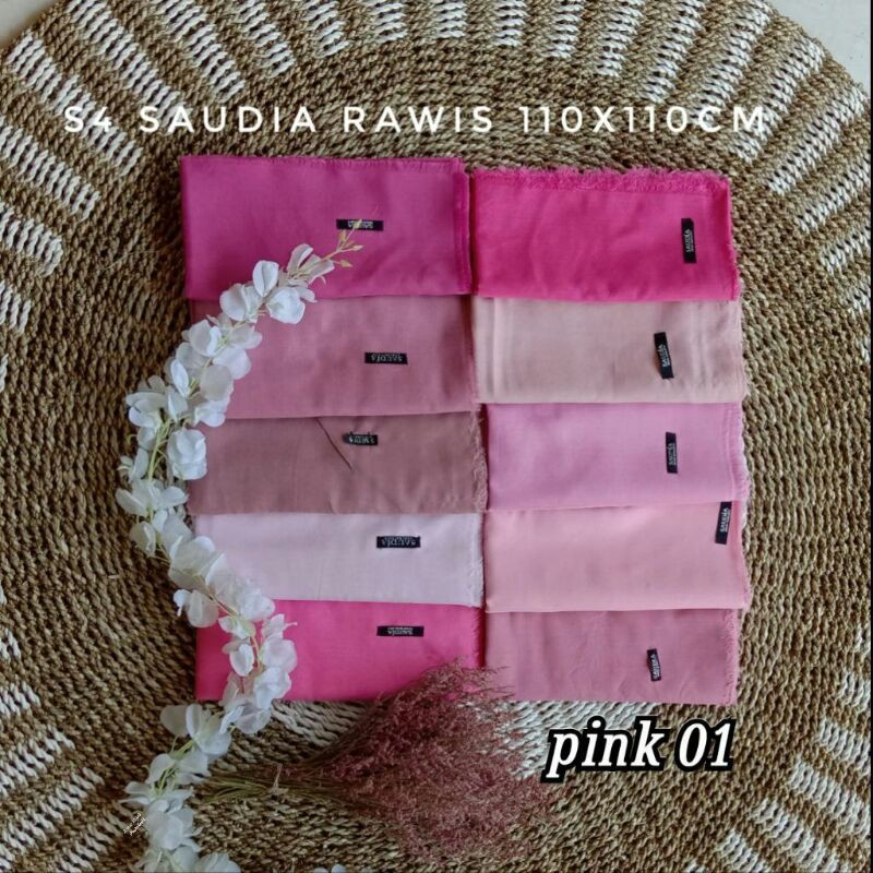 KERUDUNG SEGI EMPAT SAUDIA RAWIS KERUDUNG RAWIS SERI PINK 01