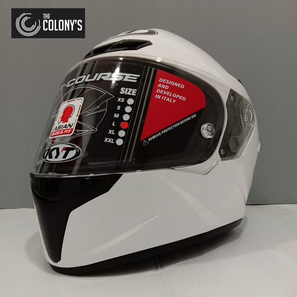 HELM KYT TT COURSE PLAIN WHITE GLOSSY| HELM KYT TT COURSE FULL FACE FULLFACE SOLID POLOS| HELM KYT T