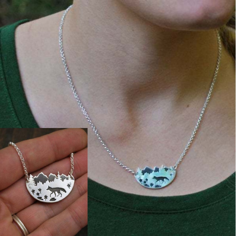 Kalung Liontin Timberwolves Arizona Saguaro Gaya Vintage Untuk Wanita