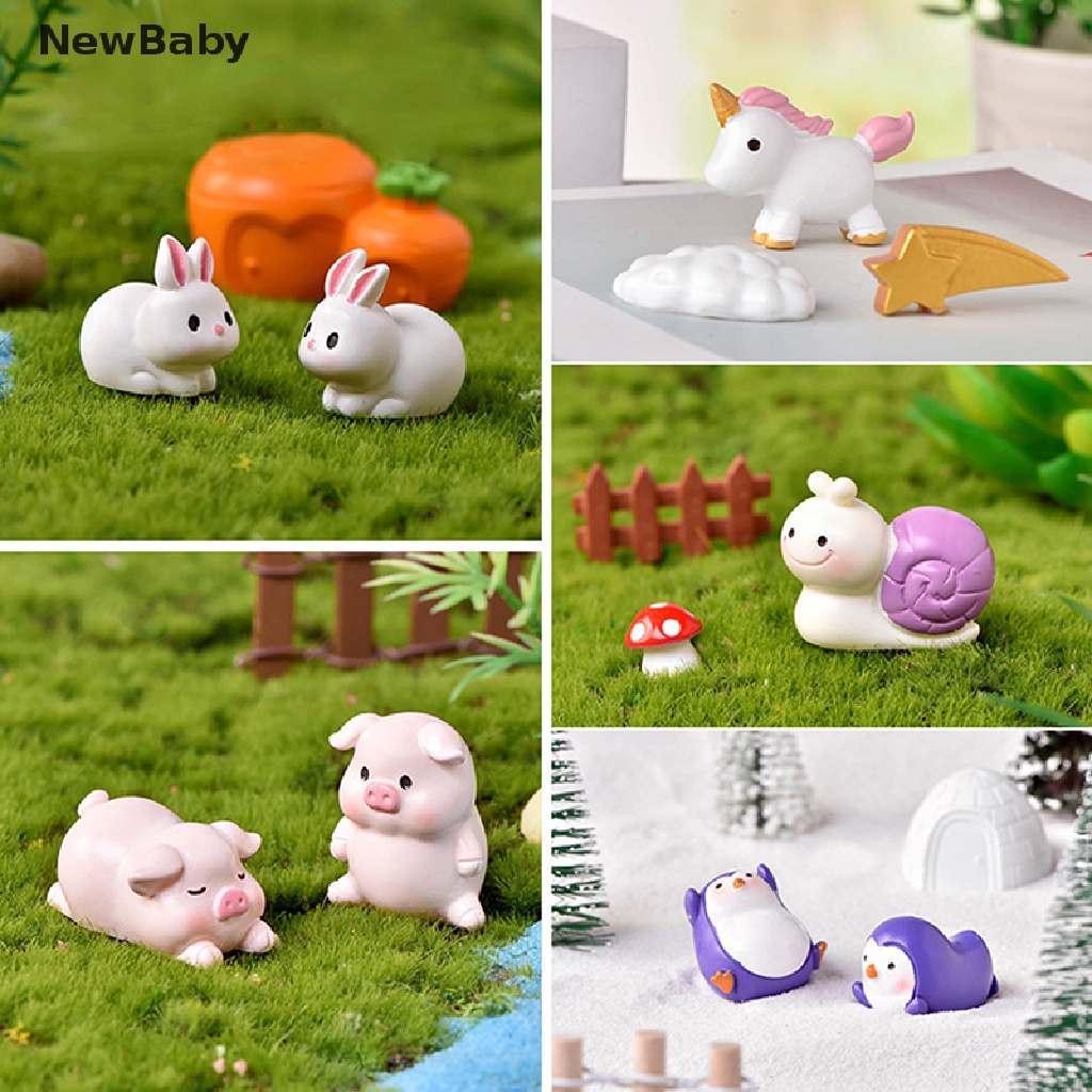 Newbaby 3PCS Miniatur Hewan Anjingkelinci Bahan Resin Untuk Dekorasi Taman Minifairy Garden