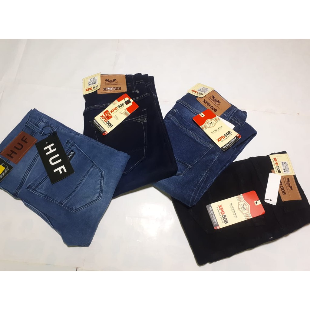 Celana Jeans Pria Premium biru hiitam size 27 sampai 38