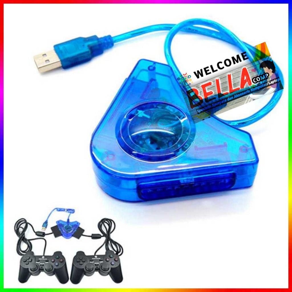 CONVERTER USB TO STICK PLAYSTATION PS II / USB TO PS2/KONVERTER  JOYSTIK PS2/PS3 TO USB PC (2 Player