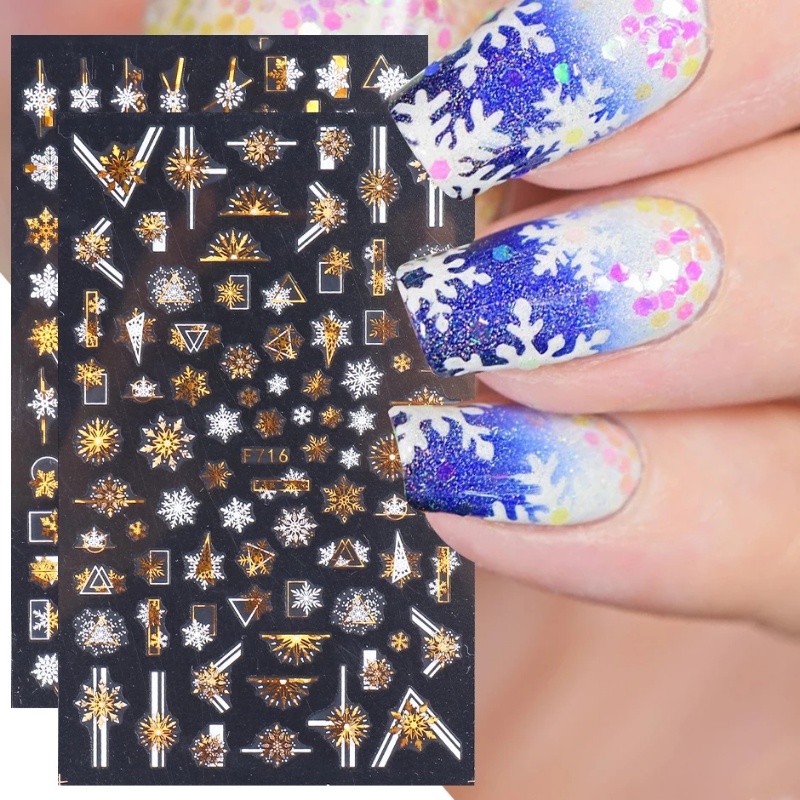 1 Lembar Stiker Kuku Desain Snowflake Geometris Warna-Warni Untuk Dekorasi Nail Art