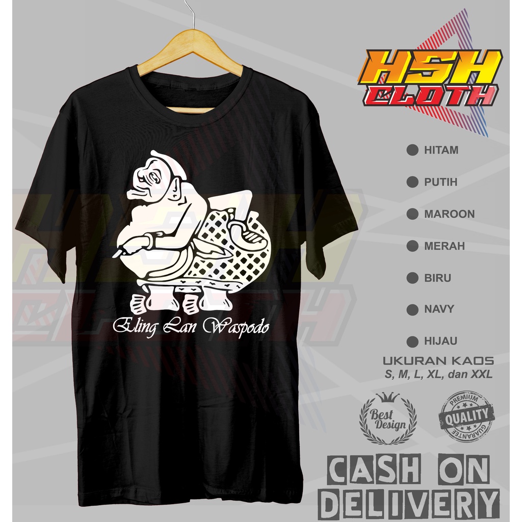 Baju Kaos Distro Semar Eling Lan Waspodo Wayang Bisa Custom - HSHCloth