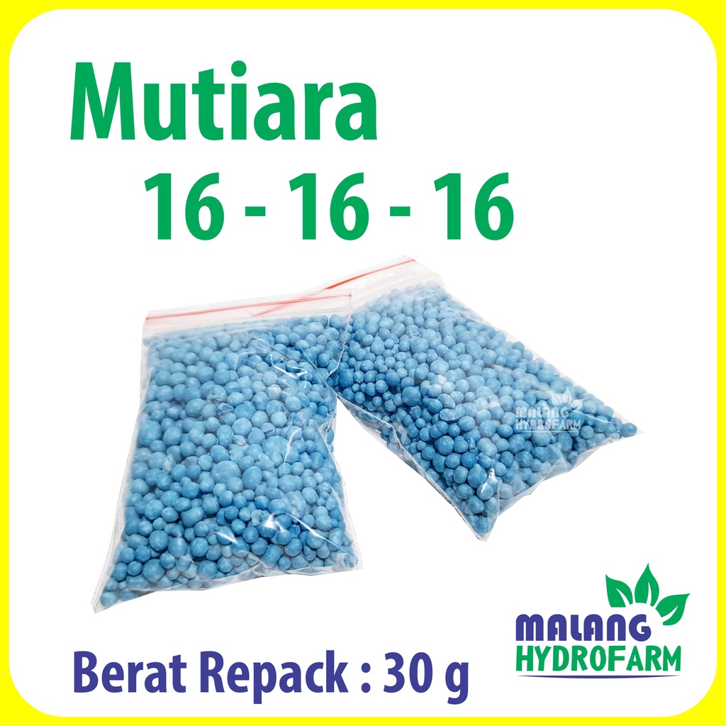 Pupuk Mutiara 16 - 16 - 16 Repack 30 gram / 30.000 mg pertanian aglaonema npk pot sayur daun