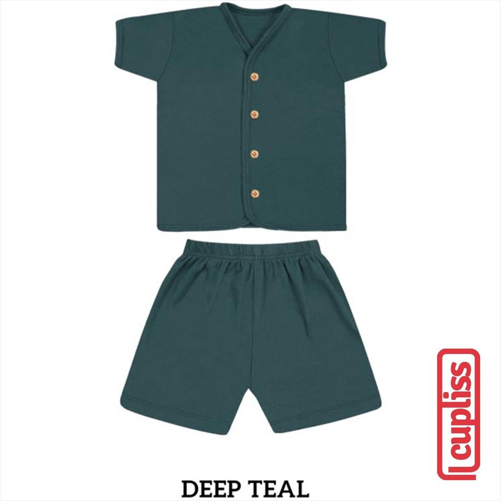 Deep Teal Little Palmerhaus Button Tee Short Sleeve Baju Bayi