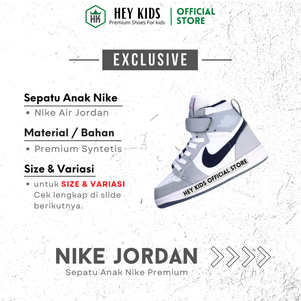 Sepatu Anak Laki Laki Perempuan Jordan Original Sneakers Sekolah SD Hitam Putih Premium Quality Snek