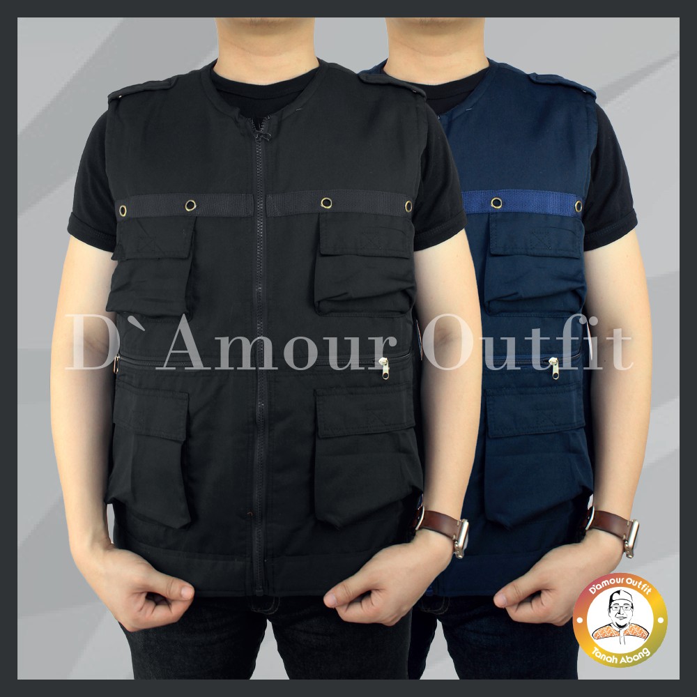 Rompi Kerah Outdoor Casual Pria Polos Kanvas Body Vest Gunung Tactical Lapangan Cowo Jaket Cargo Motor Cowok Dewasa Hitam Navy Murah Zoo Keeper K3 Ojol Grab Gojek Relawan Anis Baswedan Jumbo Katun Jeans Rajut Knit Army Anak Anti Air Angin Touring Import