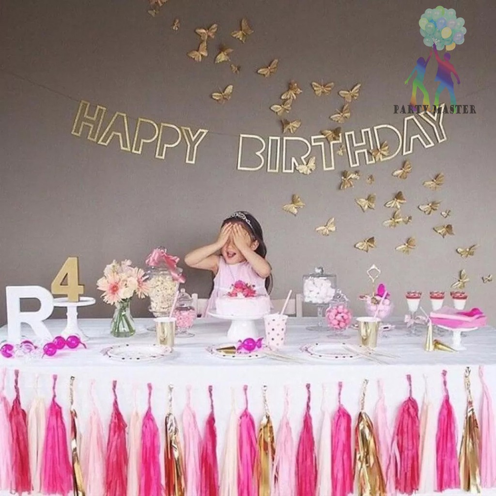 PartyMaster Banner Hollow Happy Birthday Gold / Silver