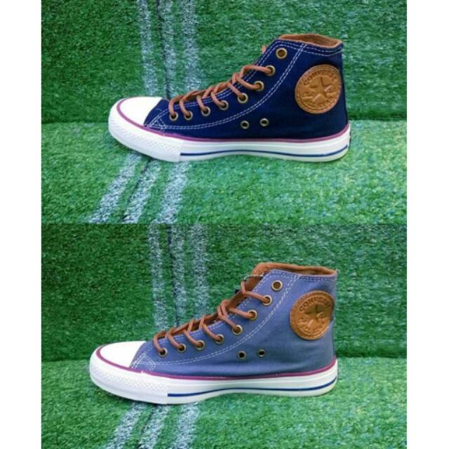 Sepatu Converse Chuck Tailor CT Classic Premium Navy Grey Sneakers Pria Wanita Kets Sekolah Kerja