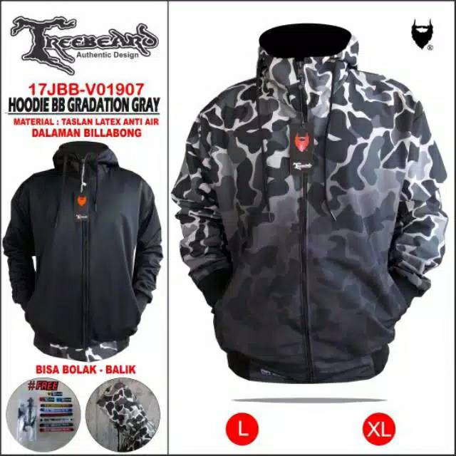 Jaket Pria / wanita Taslan Hoodie bolak balik GRAY - BROWN TREEBEARD