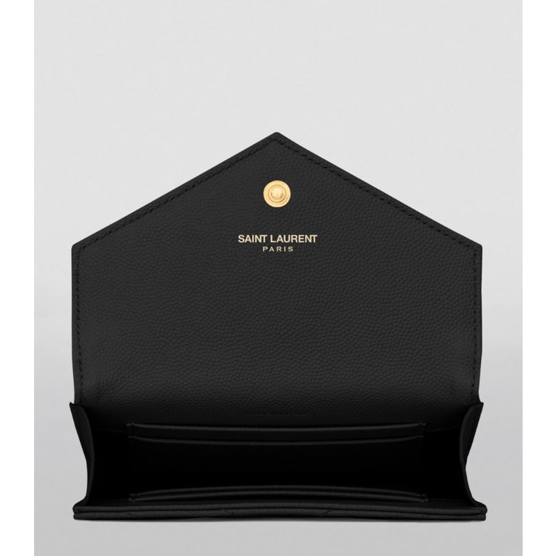 YSL Small Envelope Leather Wallet Black Caviar GHW (13.5 x 9.5 x 3)