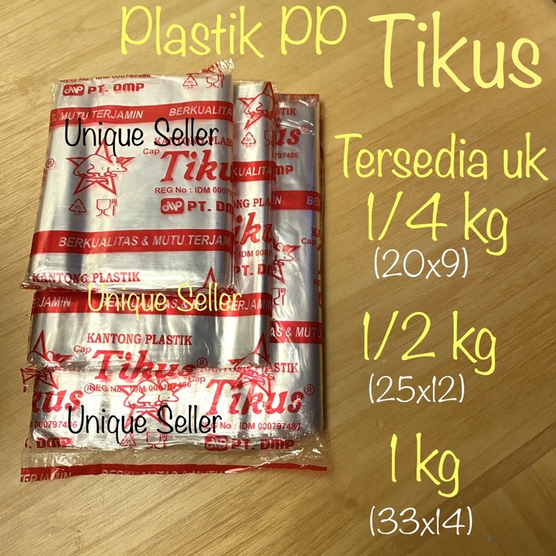 Kantong Plastik PE PP Tikus 1/4 1/2 1 kg / Plastik PE Hitam PP Merah Tikus uk 1/4 1/2 1 kg / Plastik