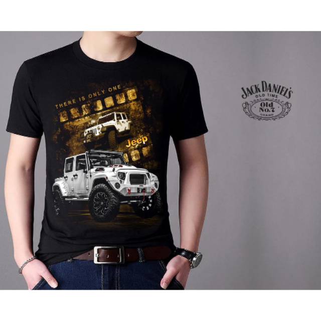 L1A kaos pria distro Motif Jeep Putih