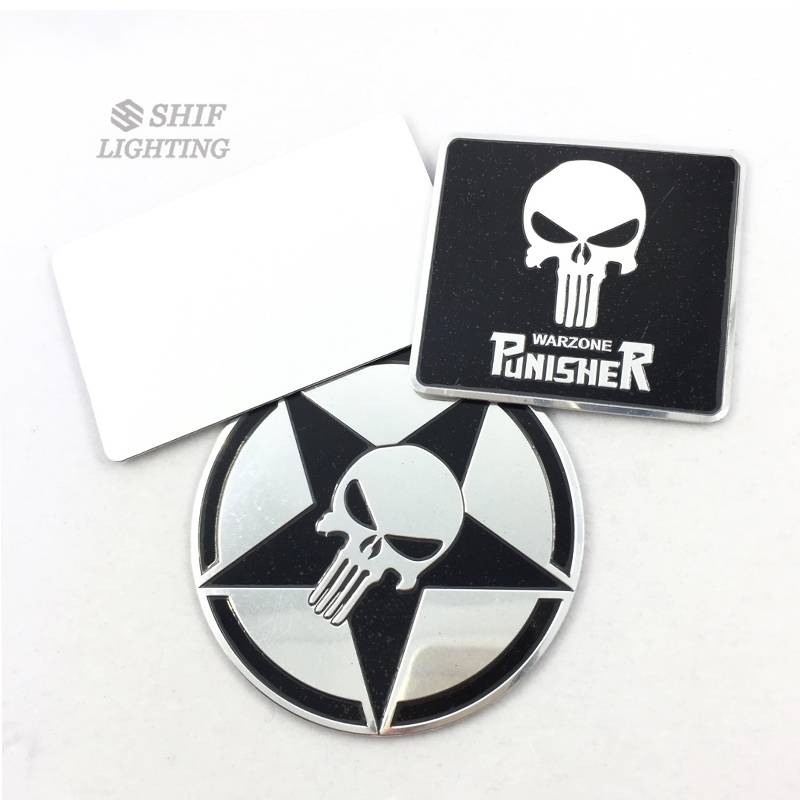 1Pc Stiker Emblem / Badge Motif Logo Punisher Bahan Aluminium untuk Mobil / Truk