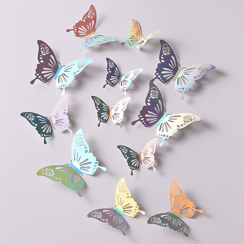 [ Colorful DIY 3D Hollow Butterfly Wall Sticker Wedding Decoration  for  Home Living Room Bedroom ]