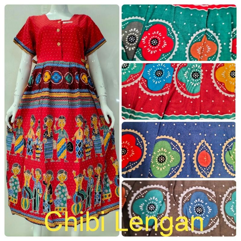 Daster HAP chibi lengan pendek motif bu tejo bunga