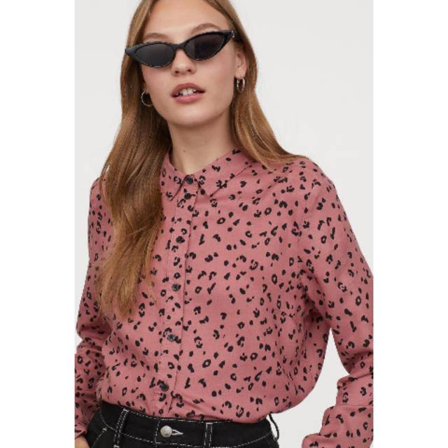 Blouse/ kemeja wanita branded leopard print - H&M