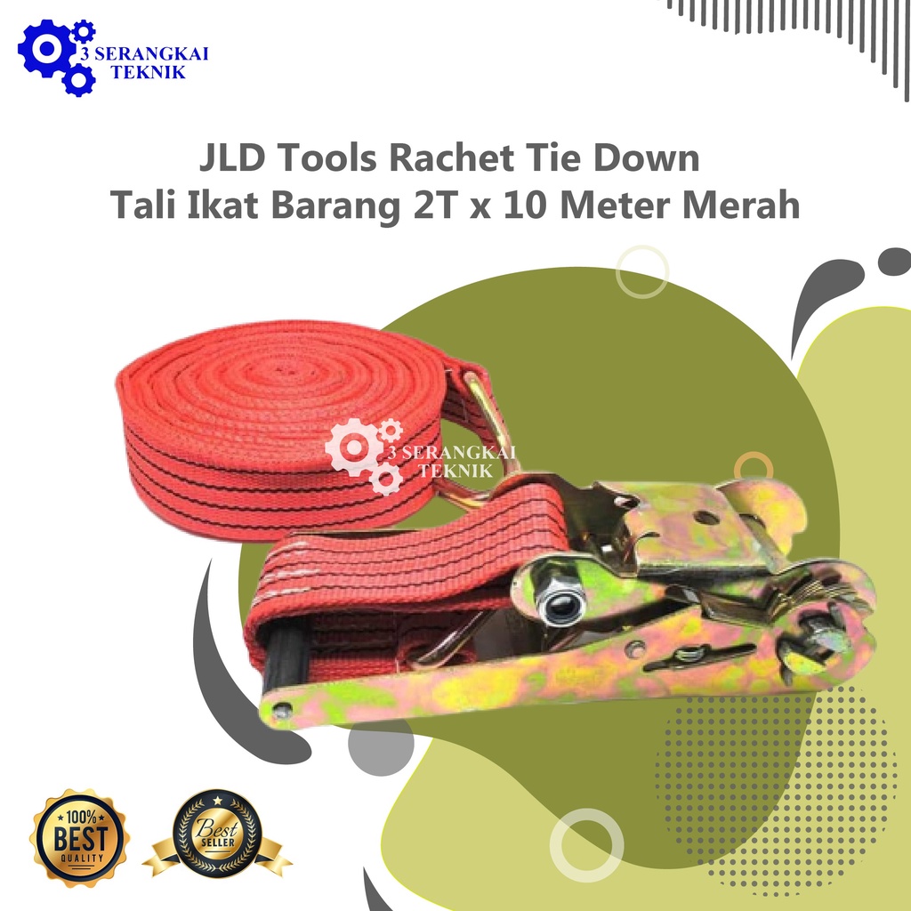 JLD Tools Rachet Tie Down Tali Ikat Barang 2T x 10 Meter Merah