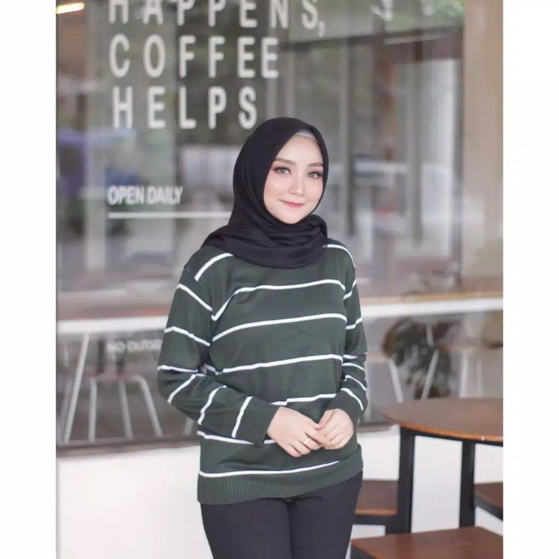 SWEATER RAJUT WANITA STRIPE RAJUT KNIT