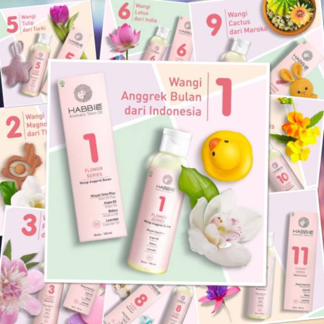 Habbie minyak telon flower series kemasan tester 3ml aromatic oil