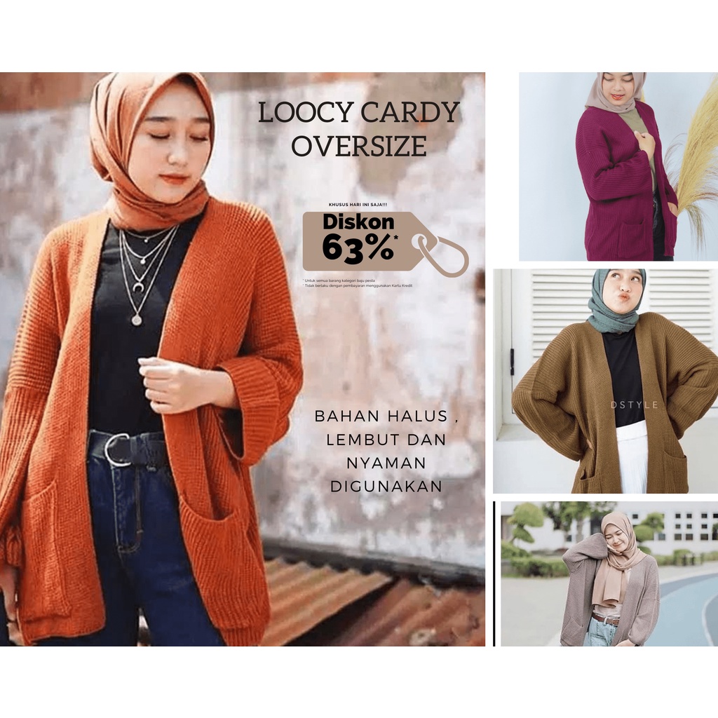 ZAHRA Cardigan Rajut Oversize Wanita LOOCY Cardy / Cardigan Oversize / Cardigan Wanita