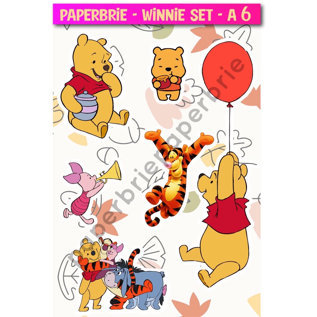 Set Stiker A6 winnie Cute Pasti Suka Cutting Sticker tinggal kelupas Bisa untuk dekorasi Scrapbook 6 piece sticker/SET