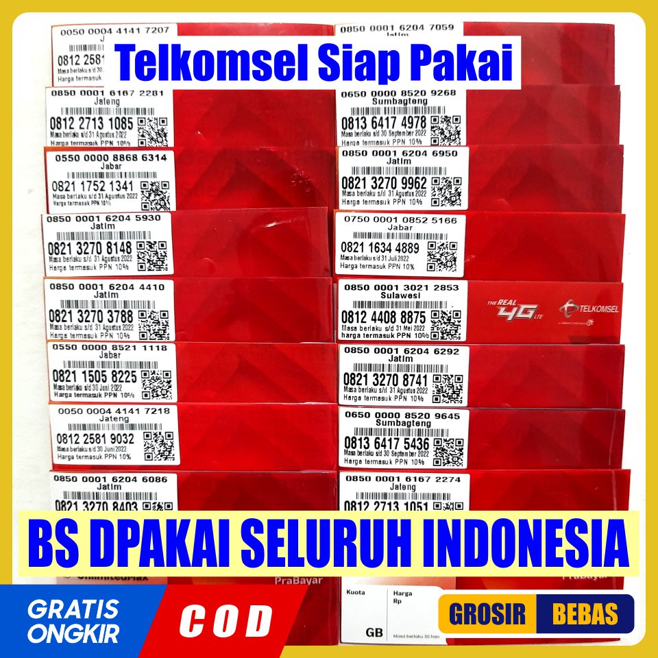Perdana Telkomsel Siap Pakai / Telkomsel Fresh / Telkomsel 0K / Kartu Telkomsel / SP Telkomsel Acak 