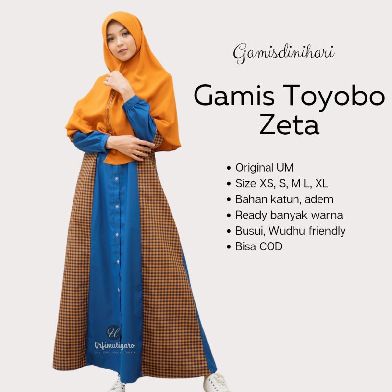 Baju Gamis Wanita Toyobo Remaja Zeta Baju Muslim polos motif  kekinian katun kombinasi premium