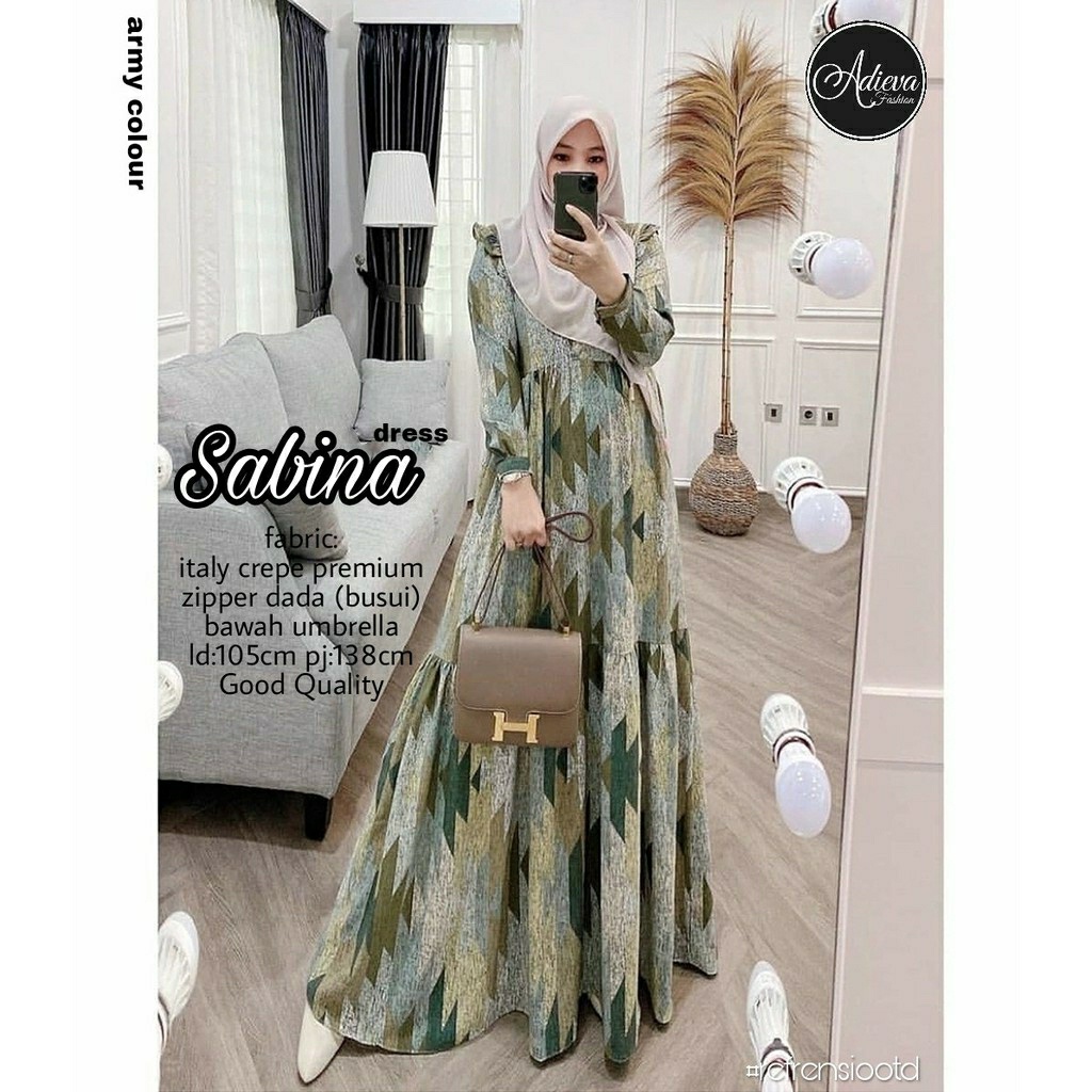 GAMIS MAXI DRESS RAYON PREMIUM LD 100 - 110 HOMEYDRESS BUSUI BAJU GAMIS SERAGAM MOTIF TERBARU V.2-SABINA ARMY