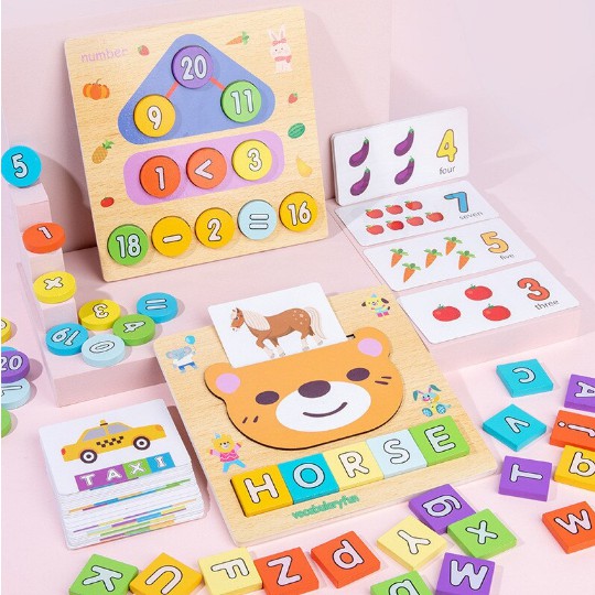 2in1 Letter Clock Matching Mainan Montessori anak Mainan Kayu Puzzle Kayu Wooden Puzzle Wooden Toys