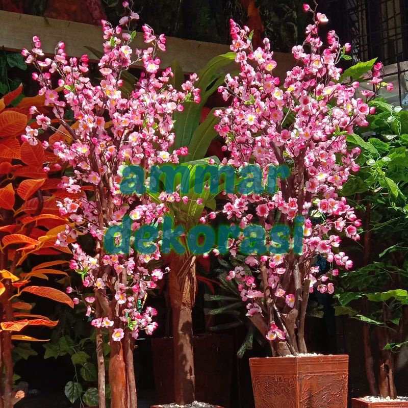 pohon sakura artificial, pohon sakura plastik tinggi 160cm, bunga sakura sintetis.