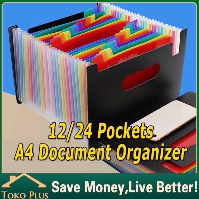 

```````] 12/24 Pockets Expanding File Folder A4 map Document Organizer holder