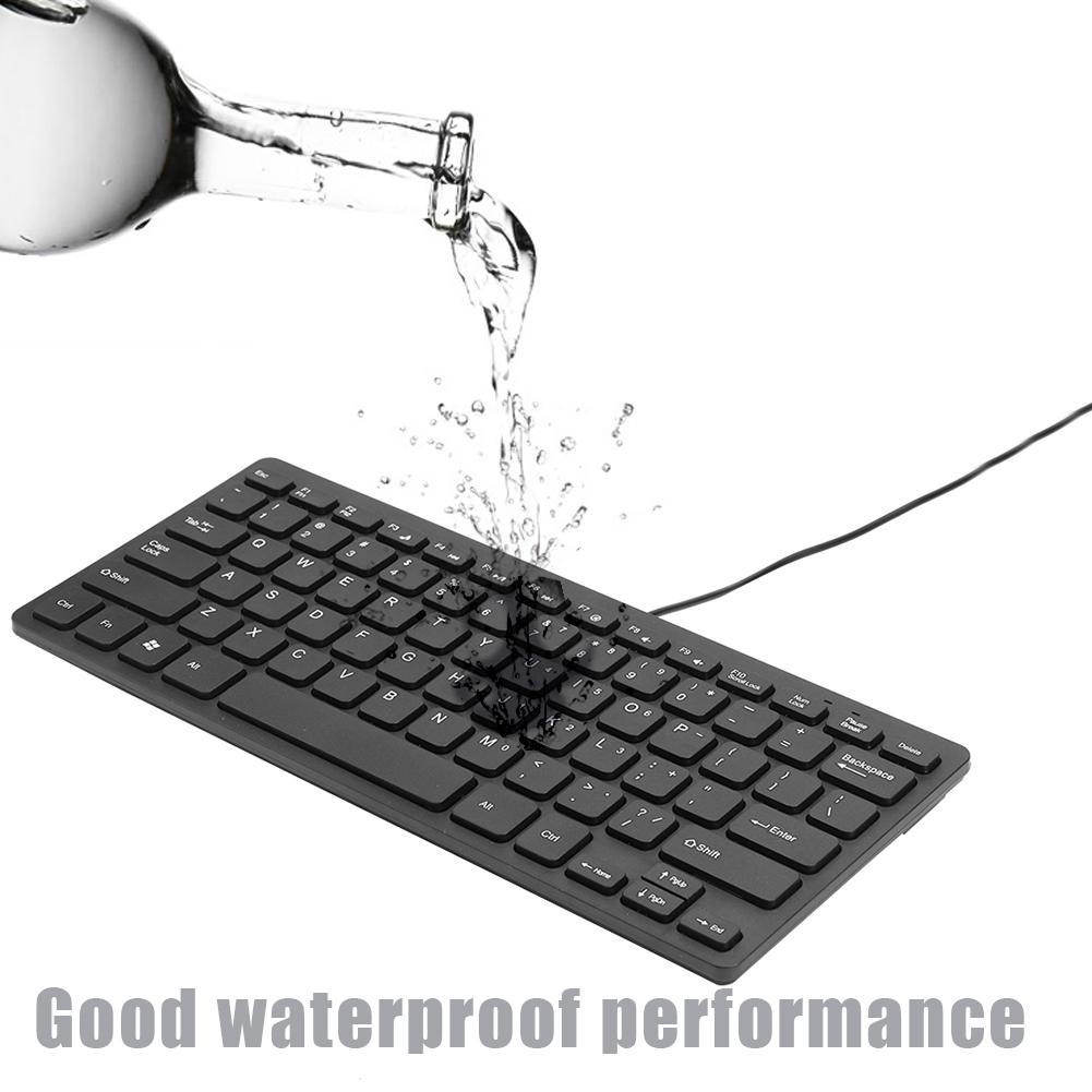 Keyboard Multimedia Kabel USB Mini 10 &quot;Ultra Tipis 78 Tombol Warna Hitam Untuk Kantor