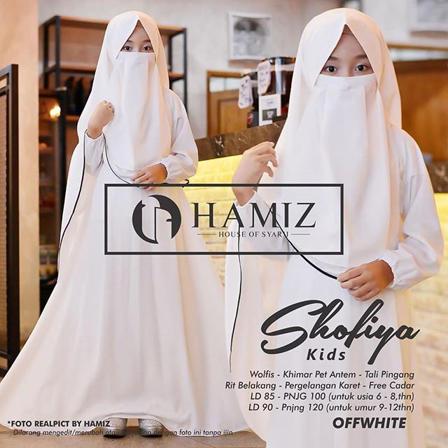 Gamis anak perempuan set cadar BASIC terbaru baju dan hijab instan syari free niqab