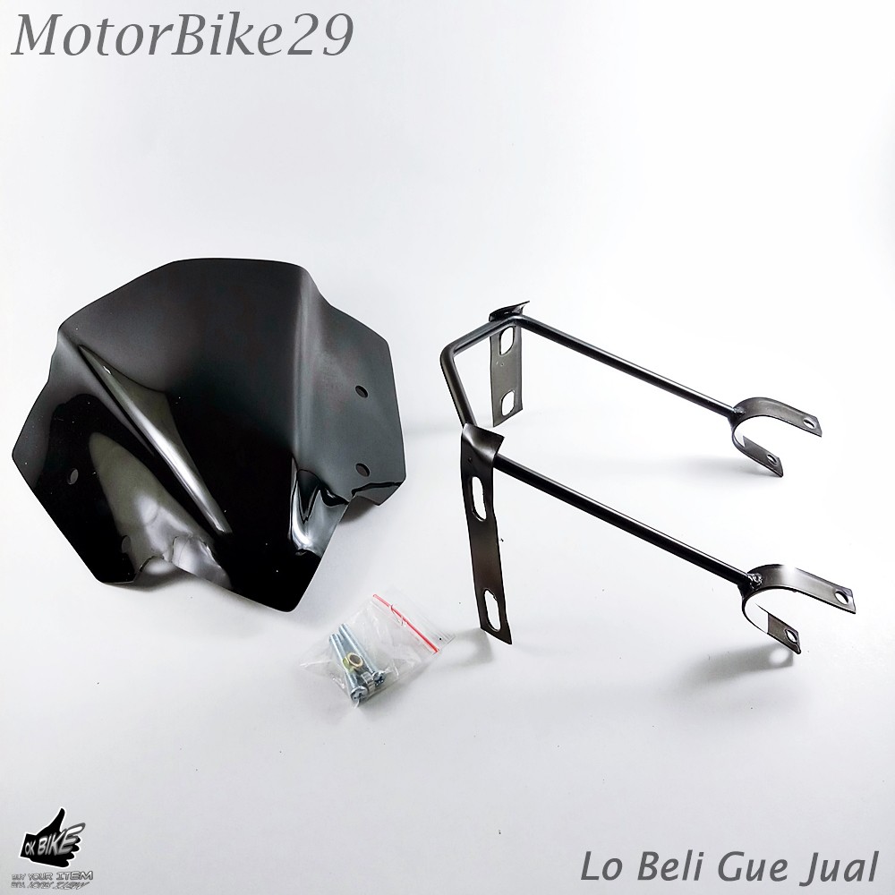 Visor Beat Street 1 Set Bracket Windshield Hitam Variasi Batok Motor Aksesoris