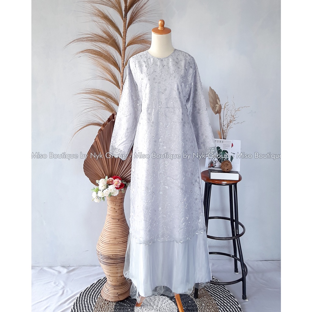 [NEW DRESS] Sabrina Gamis Mix Tile Mutiara - Pakaian Wanita Muslim - Dress Kondangan Wanita Terlaris - Dress Kondangan Seragam Bridesmaid - Gamis Wanita Terbaru - Maxi Dress Tulle Premium