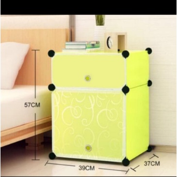 LEMARI 2 SUSUN PLASTIK  PORTABLE SAMPING RANJANG BESIDE BED