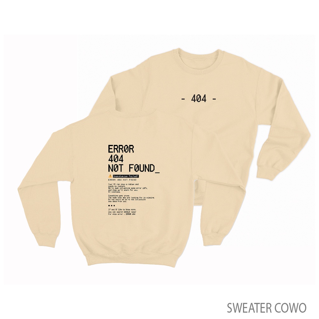 Sweaterpolos Basic Sweater ERROR ( Sablon ) Unisex Pria &amp; Wanita