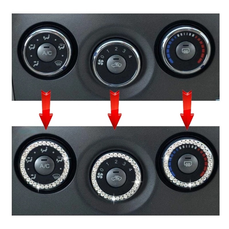 [1Pcs Car One-button Start Decorative Ring Diamond-encrusted Crystal Ring] [Car Start Ring Stop Engine Ignition Push Button Decoration Rhinestone Crystal Ring]