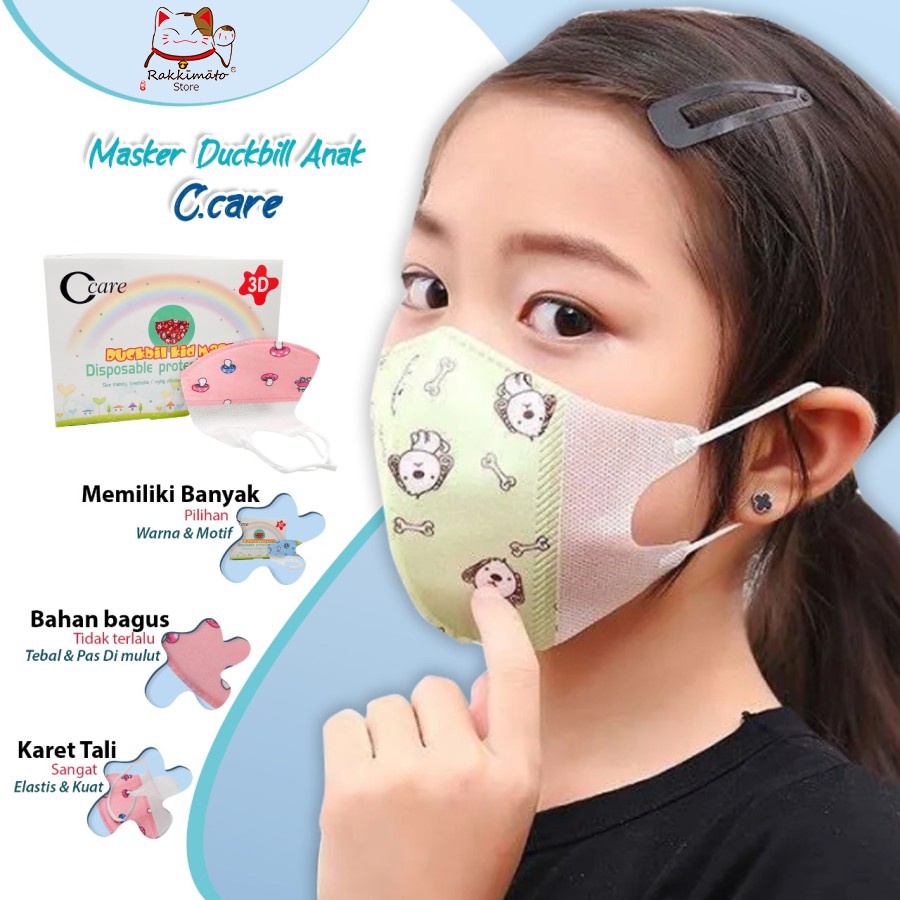 Masker Duckbill Anak C Care Earloop 3ply Box Isi 50 Pcs CCare Karakter