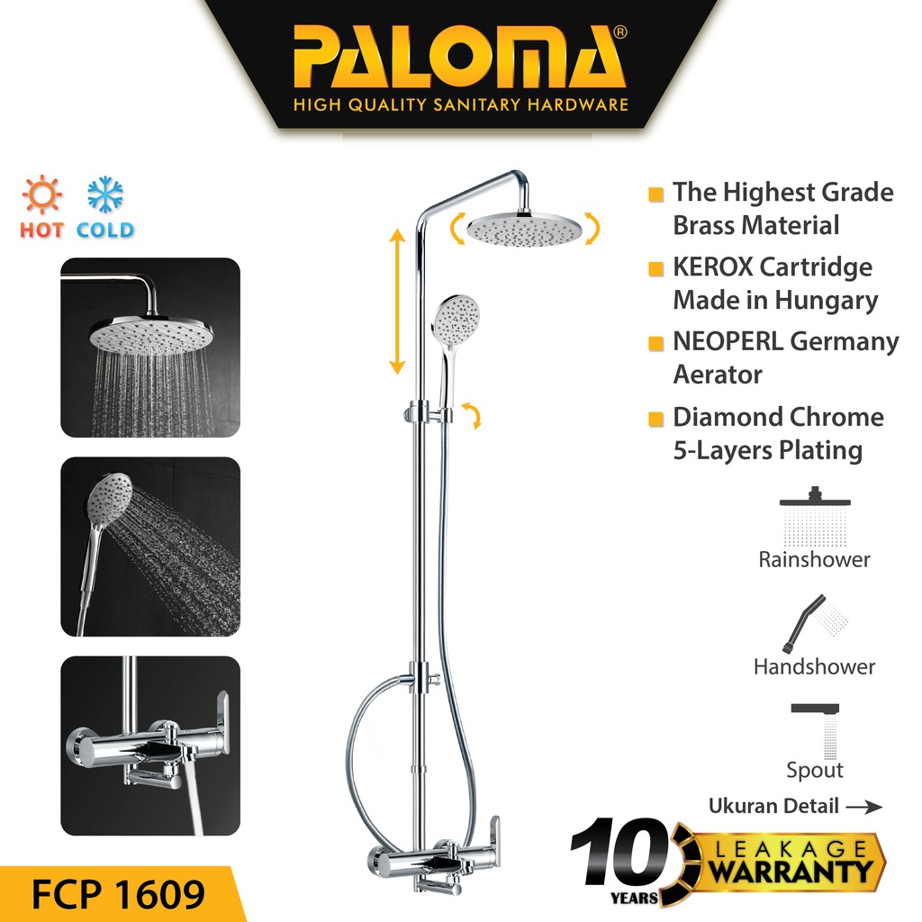 PALOMA FCP 1609 Shower Tiang Set Column Mandi Keran Kran Panas Dingin