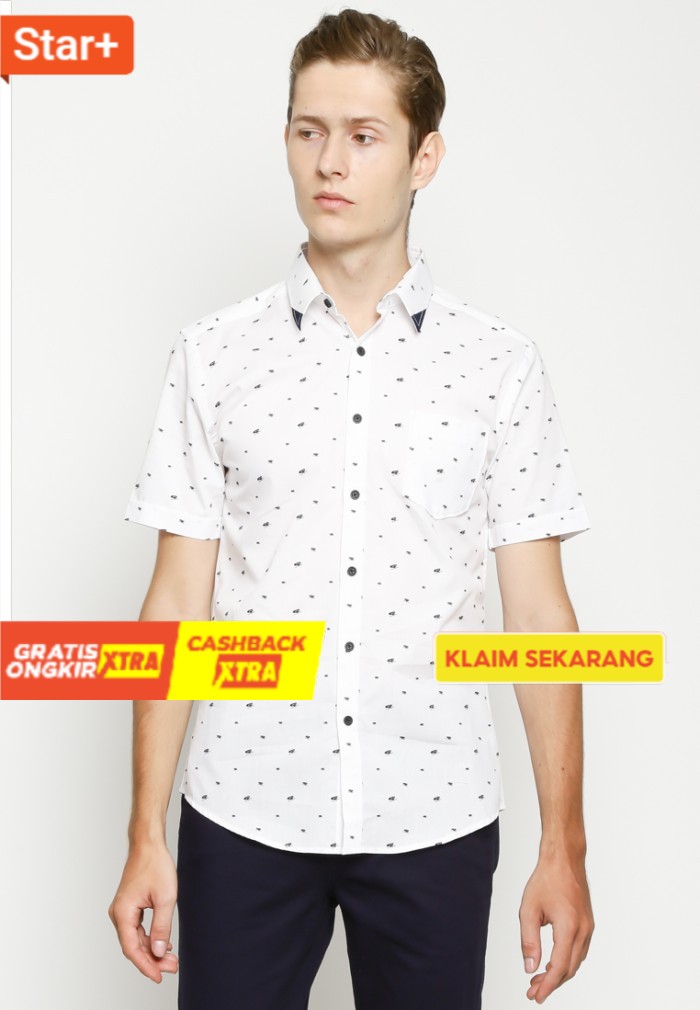 M KENT&CREW KEMEJA PUTIH PRIA LENGAN PENDEK  CXKQ504N1  Terbaru Merk Baru