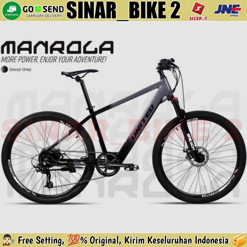 Sepeda Gunung MTB Electric United MANROLA E-Bike Listrik 40 Km/Charge