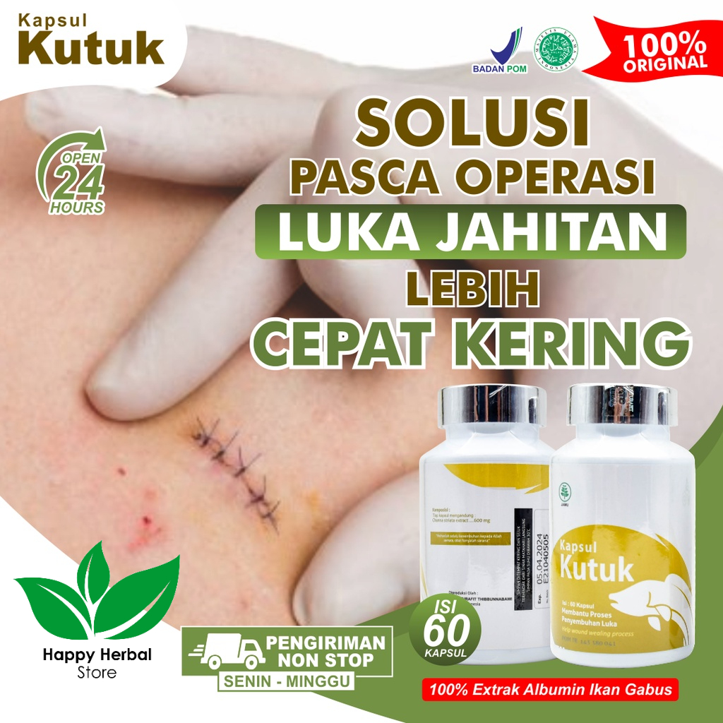 Paket 2 Kapsul Kutuk Premium - Obat Pasca Operasi Luka 5x Cepat Kering Ekstrak Albumin