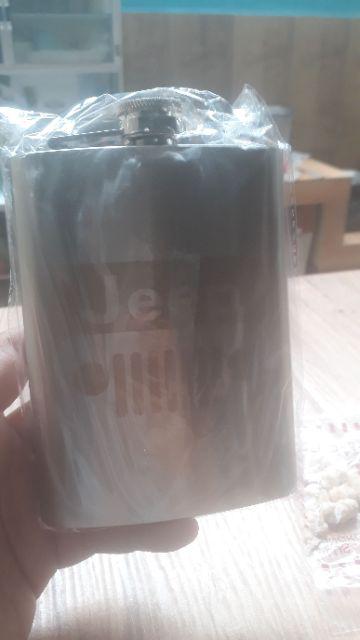 Botol Minum Wine Flask Stainless Steel Bentuk Kotak Flask Hip Square Shape 8oz - Silver