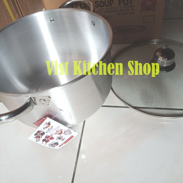 Supra soup pot panci sop + Glass lid 28cm / Supra soup pot panci sop + Stainless lid 28cm