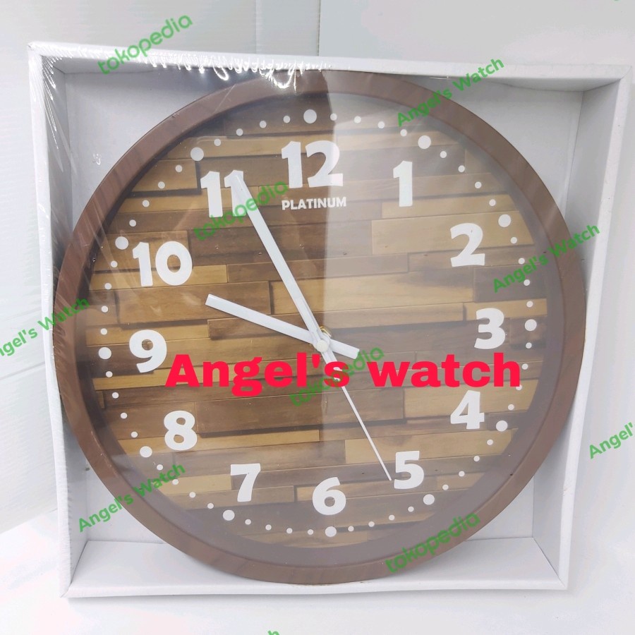 jam dinding motif kayu vintage plastic case murah