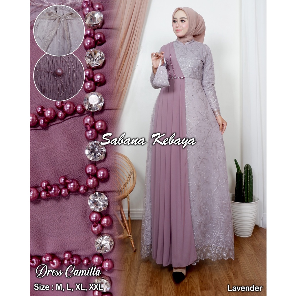 Permata Olshop / Camilla Dress SK / Kebaya Gamis Pesta Modern / Gamis Kondangan Mewah / Kebaya Payet