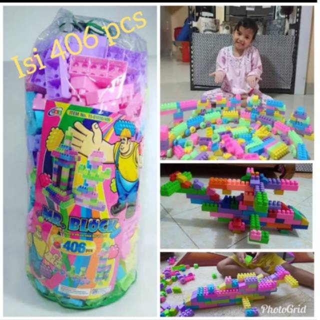 Mainan Lego Mr Block Besar 406 Pcs Edukasi - Brick Anak Edukatif